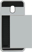 ADEL Kunststof Back Cover Hardcase Hoesje Geschikt voor Samsung Galaxy J7 (2017) - Pasjeshouder Zilver