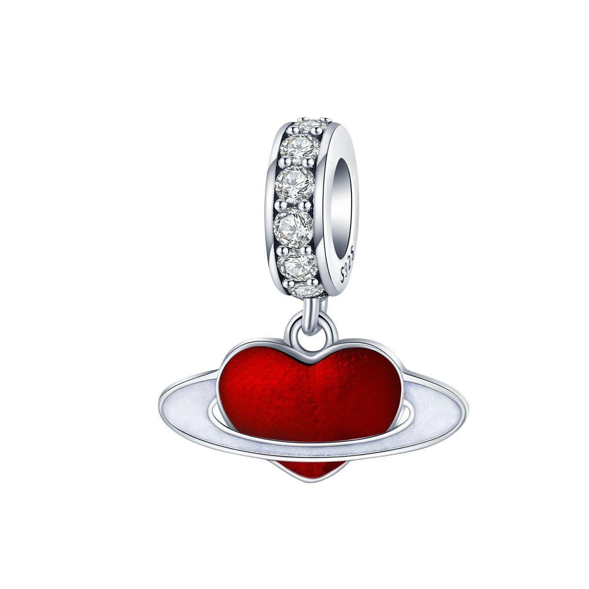 Rood hart dangle bedel zirkonia | bead | Zilverana | geschikt voor alle bekende merken | 925 zilver | moederdag