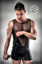 Passion men - erotische rollenspel kleding - erotisch rollenspel - sexy uniform - rollenspel jurkje - rollenspel - rollenspel erotisch vrouw -rollenspel outfit  - zwart - leer fetish - L|XL