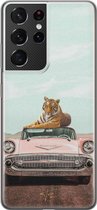 Samsung Galaxy S21 Ultra siliconen hoesje - Chill tijger - Soft Case Telefoonhoesje - Multi - Print
