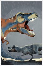 JUNIQE - Poster met kunststof lijst Tyrannosaurus Rex illustratie