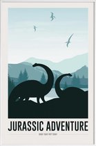 JUNIQE - Poster in kunststof lijst Jurassic Adventure I -40x60 /Blauw