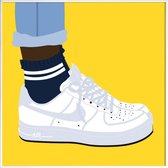 JUNIQE - Poster met kunststof lijst Force One -30x30 /Geel & Wit