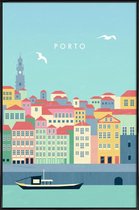 JUNIQE - Poster met kunststof lijst Porto - retro -13x18 /Kleurrijk