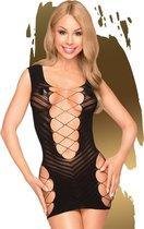 Flame on the rock - Seamless mini dress with criss cross details