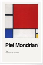 JUNIQE - Poster Mondrian - Composition with Red, Blue and Yellow
