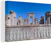 Canvas schilderij 140x90 cm - Wanddecoratie De poort naar het paleis van Darius in het Iraanse Persepolis - Muurdecoratie woonkamer - Slaapkamer decoratie - Kamer accessoires - Schilderijen