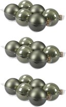 18x stuks kerstversiering kerstballen graniet groen van glas - 8 cm - mat/glans - Kerstboomversiering