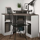 Vente-unique  Hoekbureau FIDUCIA met opbergruimte - Kleur: wit en beton L 94 cm x H 73 cm x D 94 cm