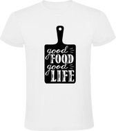 Good food, good life Heren t-shirt | genieten | happy | eten | goed leven | grappig | cadeau | Wit