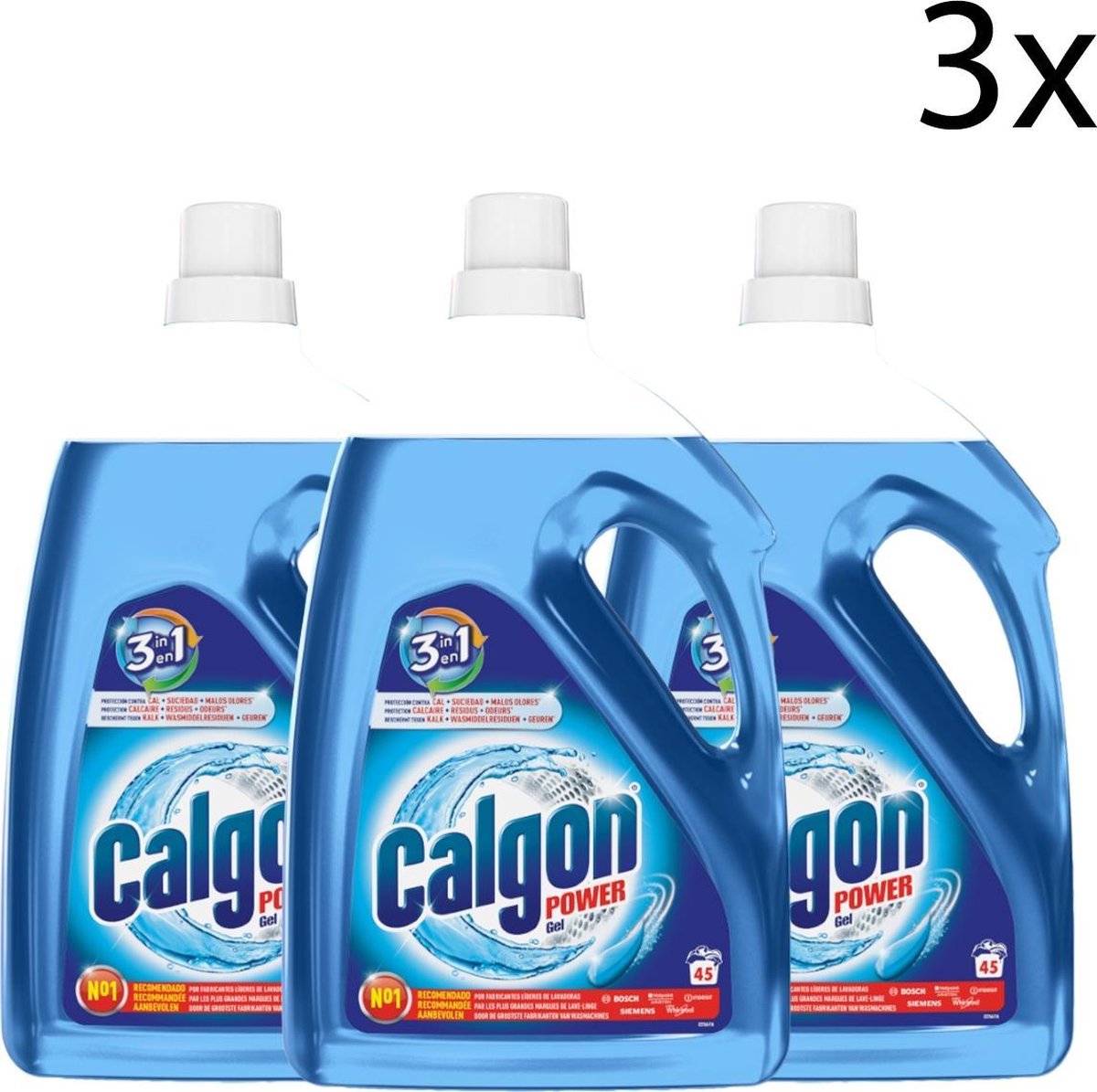 Calgon 3 in 1 Power Gel Wasmachine Reiniger en Anti kalk 2,25 L x3