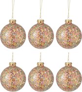 J-Line Doos Van 6 Kerstballen Confetti Glas Mix Medium