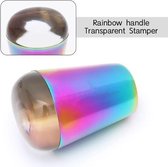 Handvat transparante nagel stamper voor stempelplaat, holo duidelijk, gelei siliconen stamper hoofd, nail art sjablonen - transparante stamper [transparante stamper]