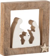 J-Line Kerststal Simple Mango Hout Wit/Naturel Large