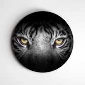 Muurcirkel tiger eyes oranje | zwart/wit | wanddecoratie tijger - 120x120cm, Dibond
