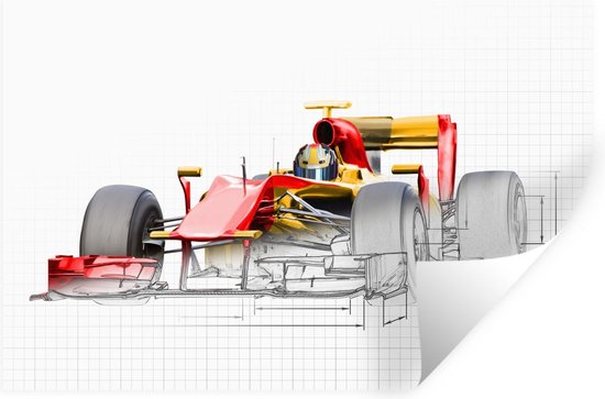 pak Weven wassen Muursticker Formule 1 illustratie -rode raceauto uitFormule 1 inillustratie  - 120x80... | bol.com