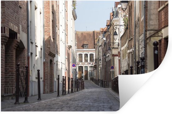 Muurstickers - Historische straten in de Franse stad Rijsel - 90x60 cm