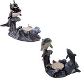 Dolfijn en Orka beeldjes waxinelichtjes houder set 15 cm | GerichteKeuze