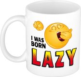 I was born lazy collega mok / beker wit 300 ml