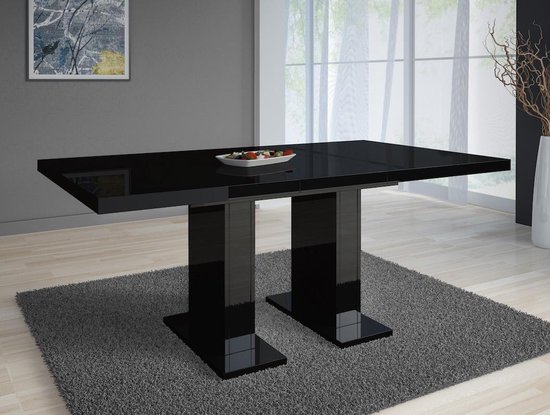 Meubella - Table à manger / Table de salle à manger Glamour - Extensible - Noir - 120-160 cm