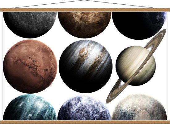 Schoolplaat – Verschillende Planeten - 120x80cm Foto op Textielposter (Wanddecoratie op Schoolplaat)