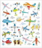 Stickers - Vliegtuigen - Helikopters - Vliegen - Wolkjes - Raket - Sterren - Kleurrijk - Creotime - 1 Vel - Ruim 30 Stickers