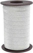 Cadeaulint, zilver, B: 10 mm, glitter, 100 m, 1 rol