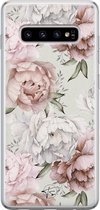 Samsung Galaxy S10 siliconen hoesje - Klassieke bloemen - Soft Case Telefoonhoesje - Beige - Bloemen