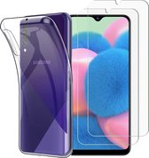 Silicone hoesje transparant met 2 Pack Tempered glas Screen Protector Geschikt voor: Samsung Galaxy A30S