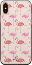 iPhone X/XS hoesje - Flamingo - Soft Case Telefoonhoesje - Print - Roze