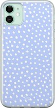 iPhone 11 hoesje - Paars lila stippen - Soft Case Telefoonhoesje - Gestipt - Paars