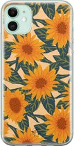 iPhone 11 hoesje - Zonnebloemen - Soft Case Telefoonhoesje - Bloemen - Geel