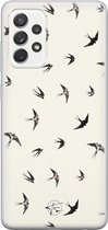 Samsung Galaxy A72 siliconen hoesje - Vogels / Birds - Soft Case Telefoonhoesje - Beige - Print