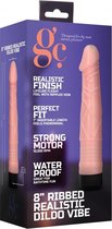 8" Ribbed Realistic Dildo Vibe - Flesh - Realistic Dildos - Realistic Vibrators