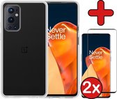 OnePlus 9 Pro Hoesje Transparant Siliconen Case Met 2x Screenprotector - OnePlus 9 Pro Hoes Silicone Cover Met 2x Screenprotector