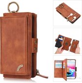 Apple Iphone 12 MINI Pelogon Luxe/Hoesje/Portemonnee/Boekhoesje/Bookcase voor 12 pasjes bruikbaar bruin MET GLASFOLIE