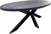Mangohouten Eettafel Tulsa Black Ovaal 260×120 cm Mahom Industrieel - Dinertafel van Mangohout & Metaal - Industriële Eettafel