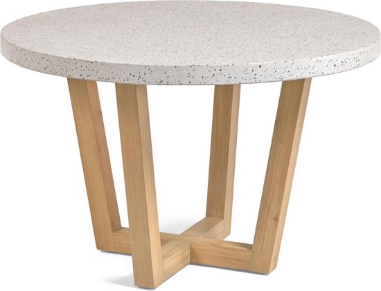 Kave Home - Table ronde Shanelle en terrazzo blanc Ø 120 cm