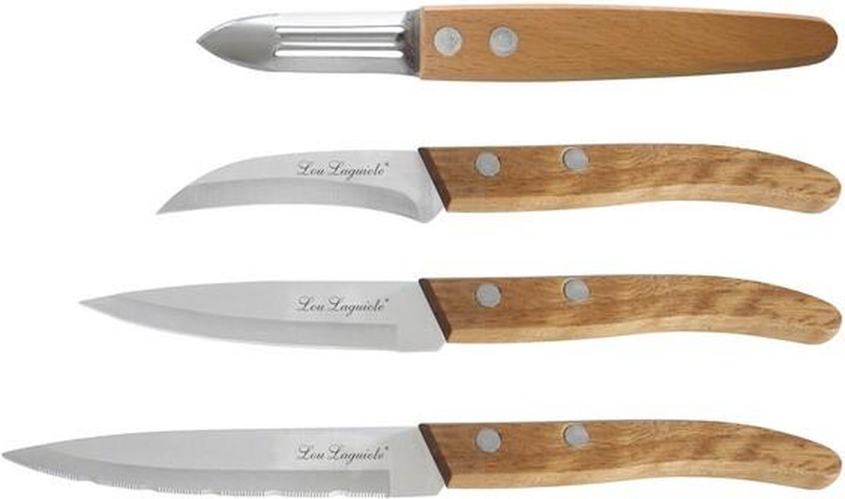 Lou Laguiole Tradition Forest - 4 delige set schil mes set