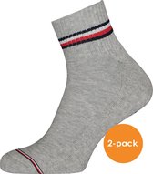 Tommy Hilfiger Iconic Quarter Socks (2-pack) - heren sneaker sportsokken katoen - grijs - Maat: 43-46