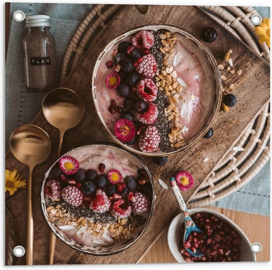 Tuinposter – Smoothie Bowl  - 50x50cm Foto op Tuinposter  (wanddecoratie voor buiten en binnen)