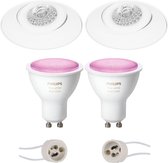 PHILIPS HUE - LED Spot Set GU10 - White and Color Ambiance - Bluetooth - Luxino Nivas Pro - Inbouw Rond - Mat Wit - Trimless - Kantelbaar - Ø150mm