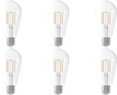 CALEX - LED Lamp 6 Pack - Filament ST64 - E27 Fitting - 6W - Warm Wit 2700K - Transparant Helder