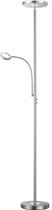 LED Vloerlamp - Nitron Aciban - 18W + 4W - Warm Wit 3000K - 2-lichts - Dimbaar - Rond - Mat Nikkel - Aluminium
