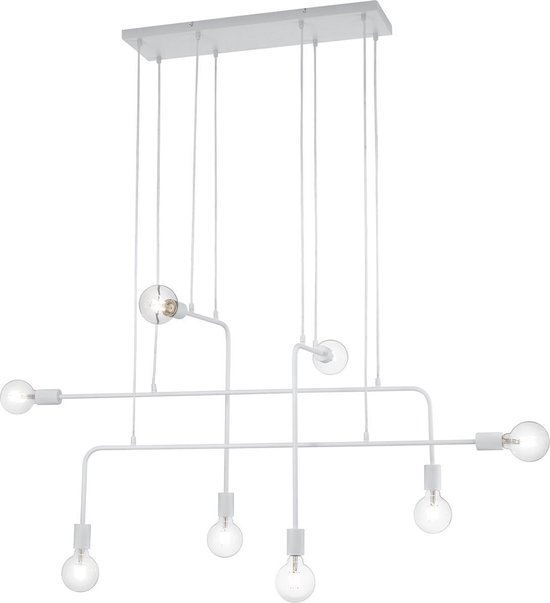 LED Hanglamp – Nitron Conar – E27 Fitting – Rechthoek – Mat Wit – Aluminium