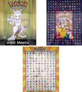 Lot de 3 affiches Pokemon - 3 Posters (50x40 cm) plastifiées (Version 5)