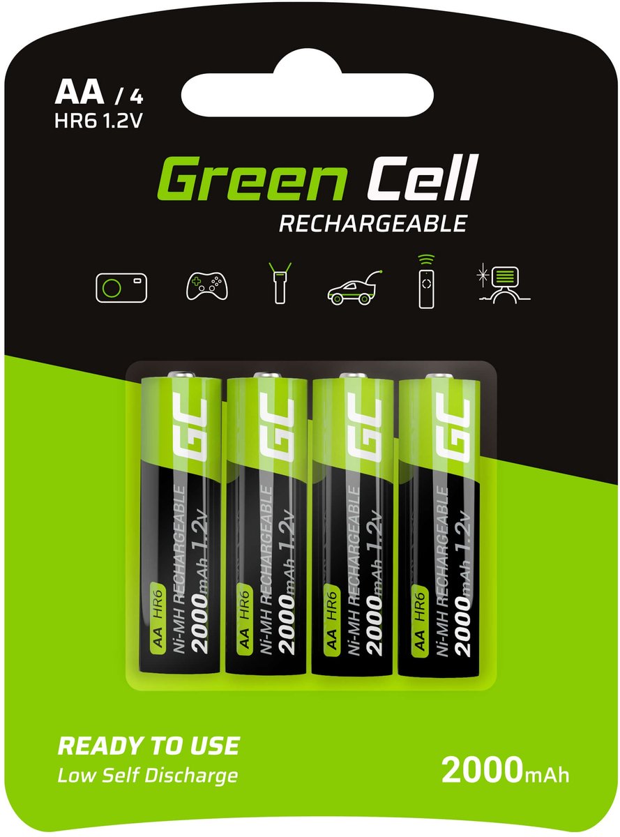 4x batterijen AA HR6 2000mAh.