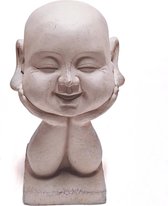Happy Boeddha hoofd beeld modern boeddhahoofd 37 cm grijs | GerichteKeuze