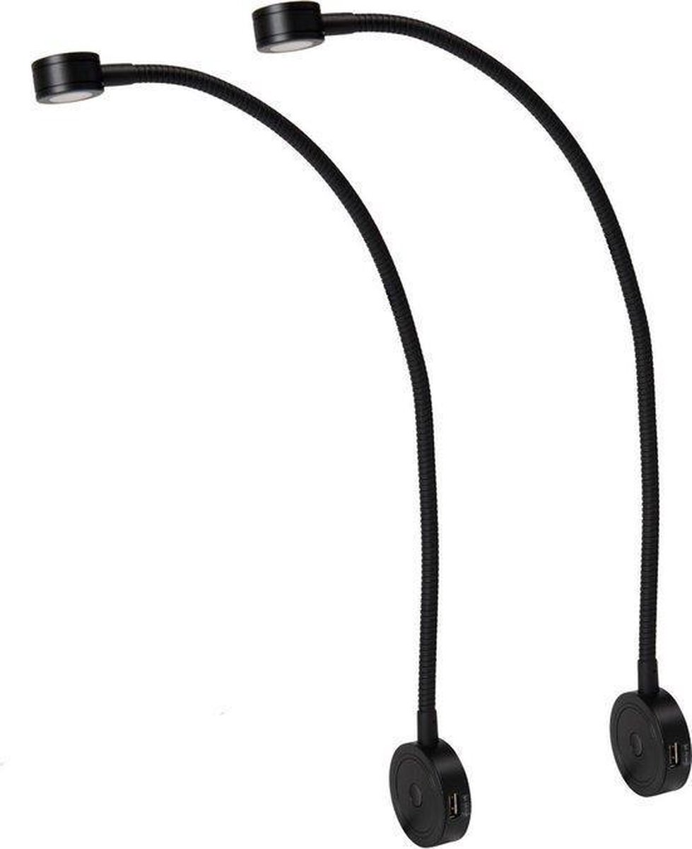 Merkloos Sans marque Leeslamp – Bedlampje – Leeslamp slaapkamer – Flexibel – LED – 1001-A – Dimbaar – met USB Zwart – 2 stuks CE 2021