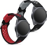kwmobile 2x armband voor Samsung Galaxy Watch 3 (45mm) - Bandjes voor fitnesstracker in zwart / rood / zwart / grijs